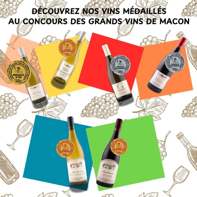 Découvrez nos vins médaillés au Concours des Grands Vins de Mâcon🥇
#concours #concoursdesgrandsvinsdemacon #vins #medailles #or #argent #bronze #vinssignatures #maconlarochevineuse #pouillyfuisse #saintamour #maconnais #chateaudelagreffiere